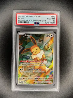 2025 Pokemon SVP EN Eevee Prismatic Evolutions ETB #173 PSA 10 - Image 1