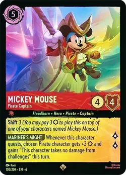 Mickey Mouse Pirate Captain 103/204 Cold Foil Azurite Sea DISNEY LORCANA - Image 1