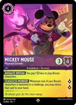 Mickey Mouse Wayward Sorcerer 51/204 Cold Foil The First Chapter Disney Lorcana - Image 1