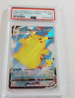 💎 PSA 9 -2021 POKEMON CELEBRATIONS SURFING PIKACHU VMAX #009 - FA Mint 💎 - Image 1