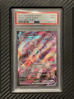 2021 PSA 9 FA Sylveon VMAX #075 Full Art Pokemon TCG SWSH Evolving Skies - Image 1