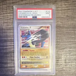 Pokemon Lucario LV.X Mysterious Treasures Holo Rare LV.X PSA 9 122/123 2007 - Image 1