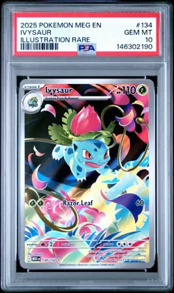 2025 POKEMON MEG EN-MEGA EVOLUTION ILLUSTRATION RARE #134 IVYSAUR PSA 10 - Image 1