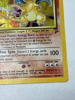 Pokemon TCG Charizard Base Set 2 Holo Rare 120 HP 004/130 L@@K - Image 5
