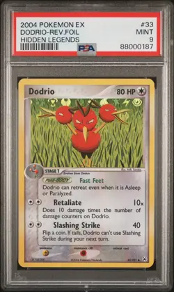 2004 Pokemon EX Hidden Legends Dodrio Reverse Holo 33/101 PSA 9 - Image 3