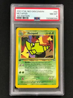 Pokemon 2001 Metapod 1st 42/75 Neo PSA 8 - Image 1