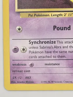 Vintage 2000 Sabrina's Abra 19 WOTC Black Star Promo Pokemon Card Sabrinas Promo - Image 5
