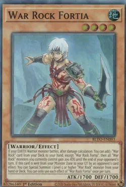 YUGIOH HOLO CARD WAR ROCK FORTIA BLVO-EN093 1ST EDITION - Image 1