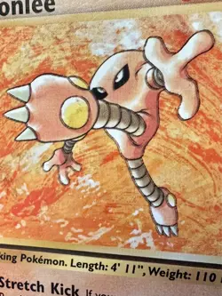Hitmonlee Double Print Error 22/62 1999 Fossil Set Pokemon Card Non Holo Rare Mp - Image 2