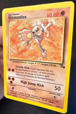 Hitmonlee Double Print Error 22/62 1999 Fossil Set Pokemon Card Non Holo Rare Mp - Image 4