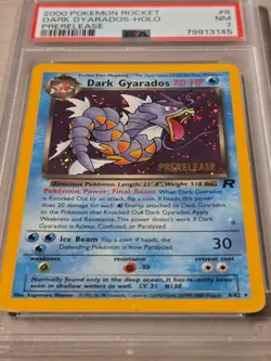 Dark Gyarados 8/82 Prerelease PSA 7 Holo Team Rocket 2000 Swirl Pokemon - Image 2