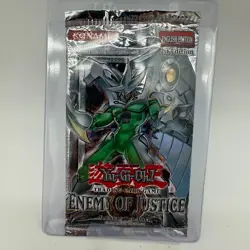 Yugioh 1st Edition Enemy Of Justice Booster Pack Factory Sealed! - Image 1