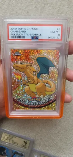 Pokemon Topps Chrome Sparkle Charizard #6 PSA 8 MINT - Image 1