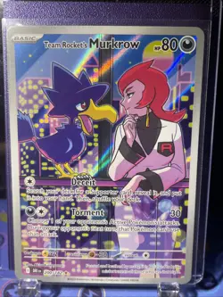 Pokemon Team Rocket's Murkrow 200/182 Sv10: Destined Rivals Illustration Rare NM - Image 1