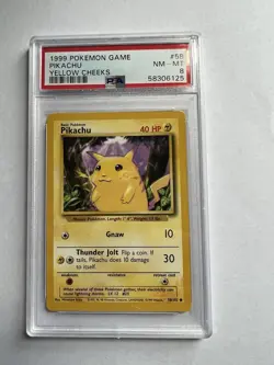 1999 POKEMON GAME PIKACHU YELLOW CHEEKS PSA 8 - Image 1