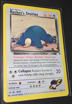 Pokemon TCG Rocket's Snorlax Gym Heroes Set Rare Non-holo 33/132 NM - Image 2