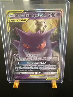 Pokemon TCG Gengar & Mimikyu GX Team Up Holo Ultra Rare Damaged - Image 1