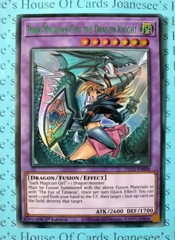 Dark Magician Girl the Dragon Knight DLCS-EN006 Yu-Gi-Oh Card Alt Art Green - Image 1
