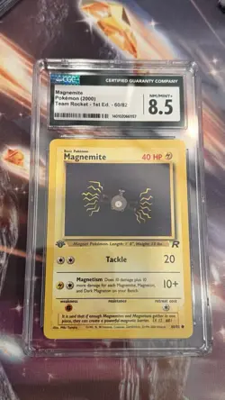 Magnemite 60/82 1st Edition 2000 Pokemon Team Rocket CGC 8.5 Graded Pokemon Card - Image 1