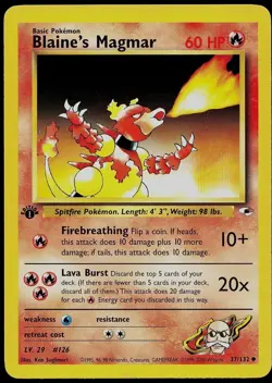 Pokemon Card - Blaine's Magmar Gym Heroes 37/132 Uncommon 1st Edition - Image 1
