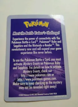 Pokemon Battle E Card Instruction e-Reader Card - For GBA Nintendo - Image 1
