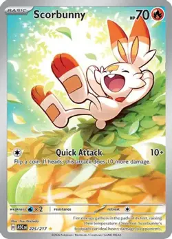 Scorbunny 225/217 Illustration Rare ME: Ascended Heroes Pokemon Near Mint - Image 1