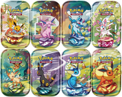 Pokemon TCG Prismatic Evolutions Mini-Tin Display (8 Tins) – Factory Sealed - Image 3