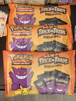 Pokemon BOOster Bundle Trick Or Trade 3 Bags Of 40 Mini Packs Gengar Halloween - Image 1