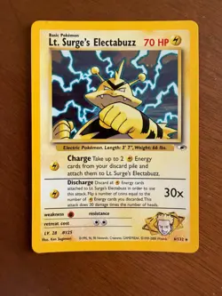 Pokemon TCG Lt. Surge's Electabuzz #6 [LP] Gym Heroes Vintage Holo Rare - Image 1