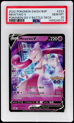 2022 Pokemon Sword And Shield Black Star Promo Mewtwo V #223 PSA 10 Gem Mint - Image 1