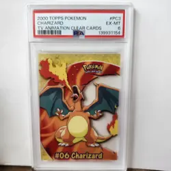 2000 TOPPS POKEMON TV ANIMATION CLEAR CARDS #PC3 CHARIZARD PSA 6 - Image 1