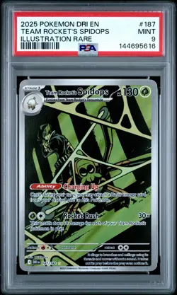 2025 POKEMON DESTINED RIVALS ILLUSTRATION RARE #187 TEAM ROCKET'S SPIDOPS PSA 9 - Image 1