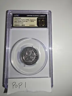 1998 Pokemon Charizard Japanese Meiji Battle Coin CGC Pristine 10 - POP 1 - Image 1