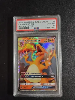 2019 Pokemon Sun & Moon Hidden Fates Charizard GX #9 PSA 10 - Image 1