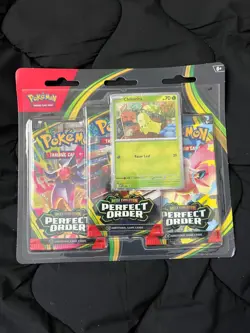 Pokemon Mega Evolution Perfect Order 3-Pack Blister PROMO NEW SEALED IN HAND TCG - Image 1