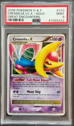 Pokemon Cresselia LV.X 103/106 - PSA 9 MINT - D&P DP Great Encounters Holo Rare - Image 1