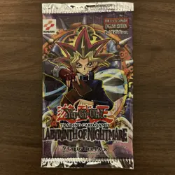 Yugioh pack wrapper Labyrinth of Nightmare LON 1st edition booster pack empty - Image 1