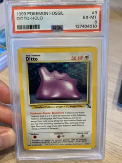 Ditto 1st Edition 1999 Pokemon Fossil 3/62 #3 PSA 6 Holo WOTC - Image 1