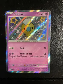 Drifloon 155/091 - Paldean Fates Shiny Rare Pokemon TCG - M/LP Card - Image 1