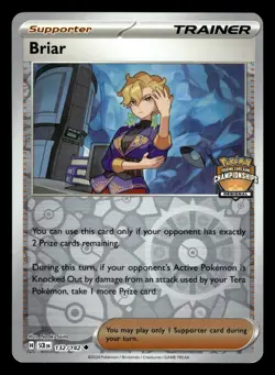 Briar 132/142 Reverse Holo Regional Championships Stamp Pokemon Card - Image 1