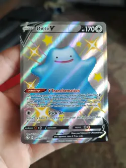 Pokemon TCG Ditto v Shining Fates Shiny Vault Holo Rare Card SV118/SV122 - Image 1