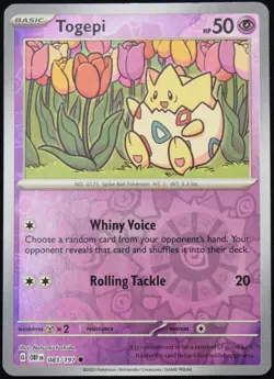 Pokemon TCG Togepi 083/197 2023 Obsidian Flames Reverse Holo Common Card - NM - Image 1