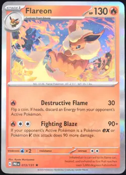 Pokemon TCG Flareon 013/131 2025 Prismatic Evolutions Holo Rare Card - NM - Image 1