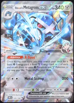 Pokemon TCG Steven's Metagross ex 145/182 Destined Rivals Double Rare Card - NM - Image 1