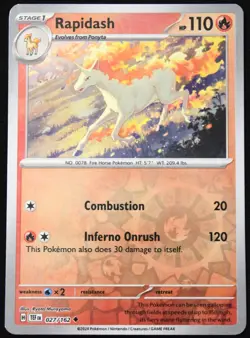 Pokemon TCG Rapidash 027/162 Temporal Forces Reverse Holo Uncommon Card - LP - Image 1