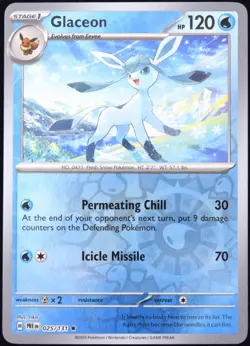 Pokemon TCG Glaceon 025/131 Prismatic Evolutions Reverse Holo Rare Card - NM - Image 1
