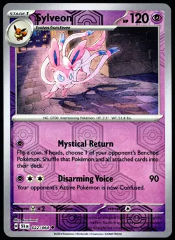 Pokemon TCG Sylveon 022/064 2024 Shrouded Fable Reverse Holo Uncommon Card - LP - Image 1