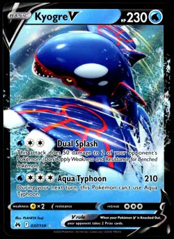 Pokemon TCG Kyogre V 037/159 2023 Crown Zenith Ultra Rare Card - LP - Image 1
