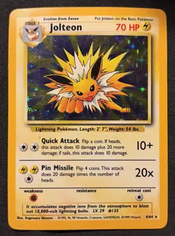 Pokemon TCG Jolteon Jungle Holo No Symbol Error Card 4/64 Unlimited Rare - Image 1