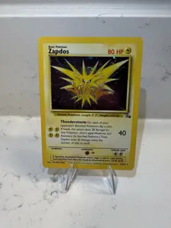 Pokemon Zapdos Fossil Holo Rare 15/62 Unlimited 1999 80 HP Trading Card - Image 1